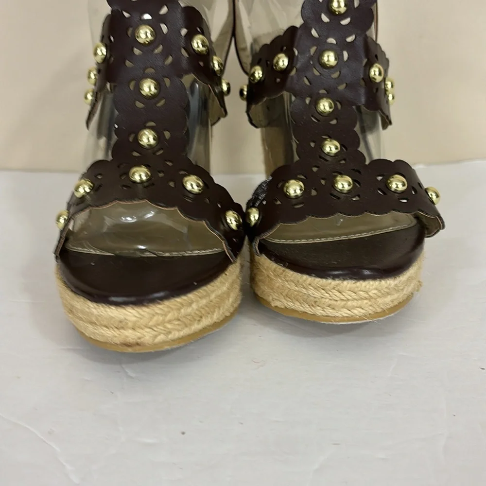 Cato Studded Platform Wedge Espadrille Sandals Size 8M